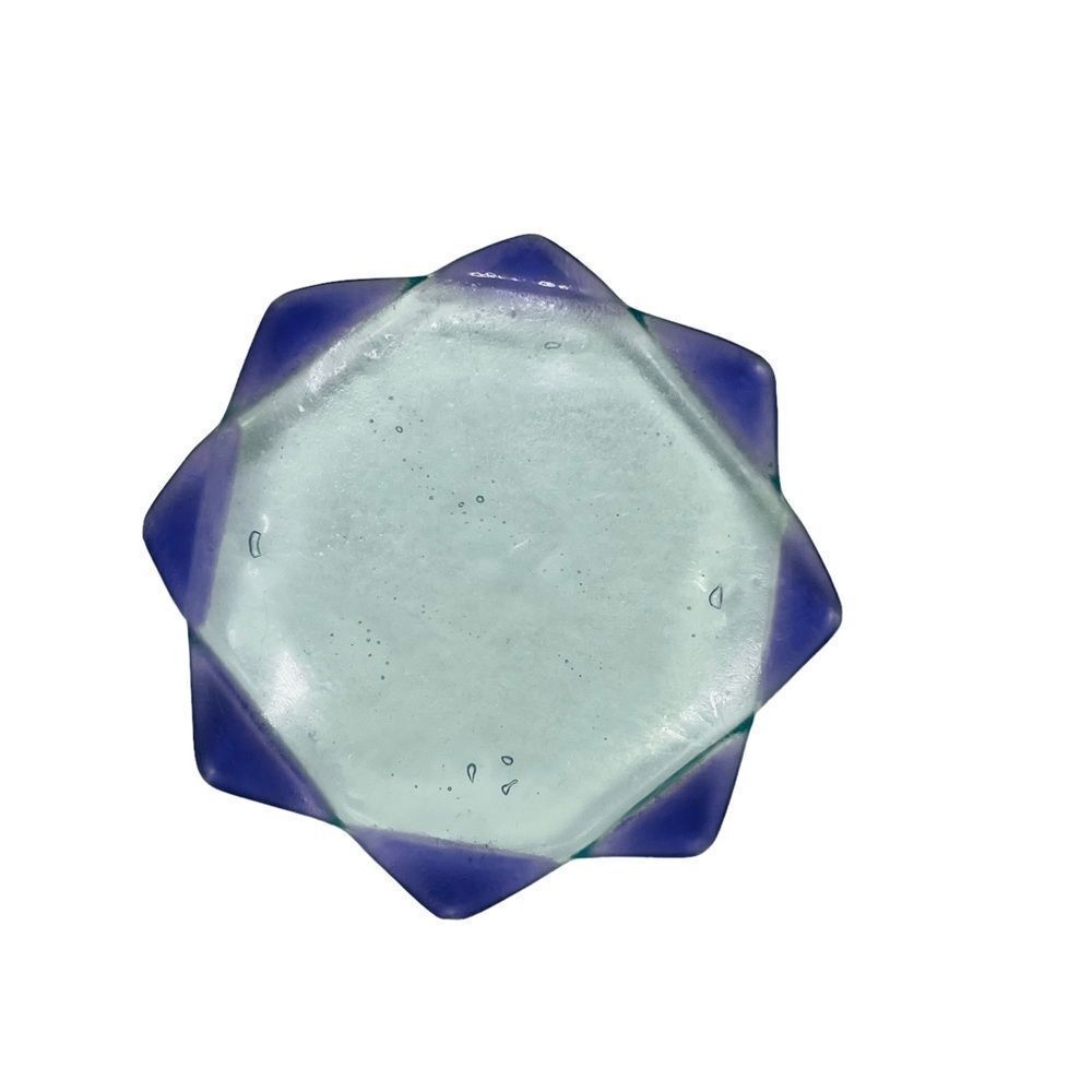 10/$25🦋 Set of 3 Stackable Purple & Blue Lotus Glass Trinket Trays - Picture 14 of 15